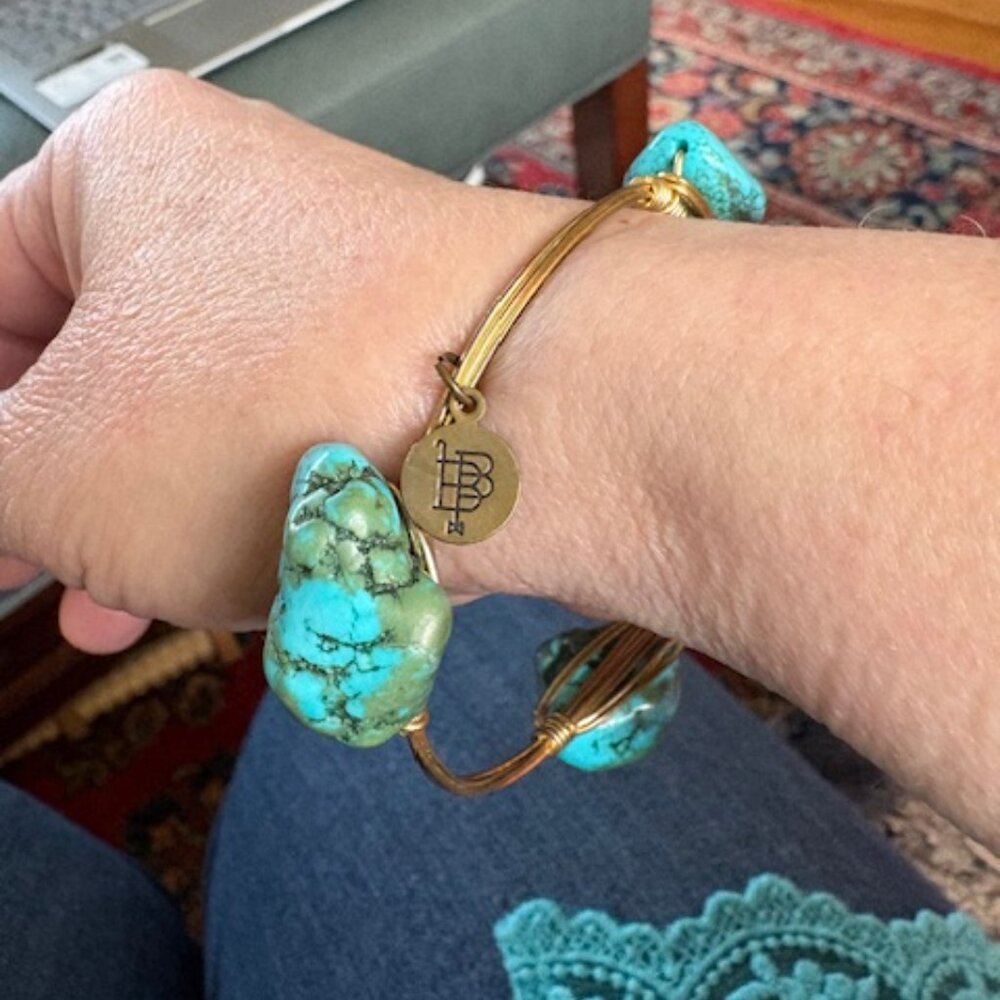 Bourbon and Boweties Howlite Turquoise Standard Size Bangle Bracelet Made in USA